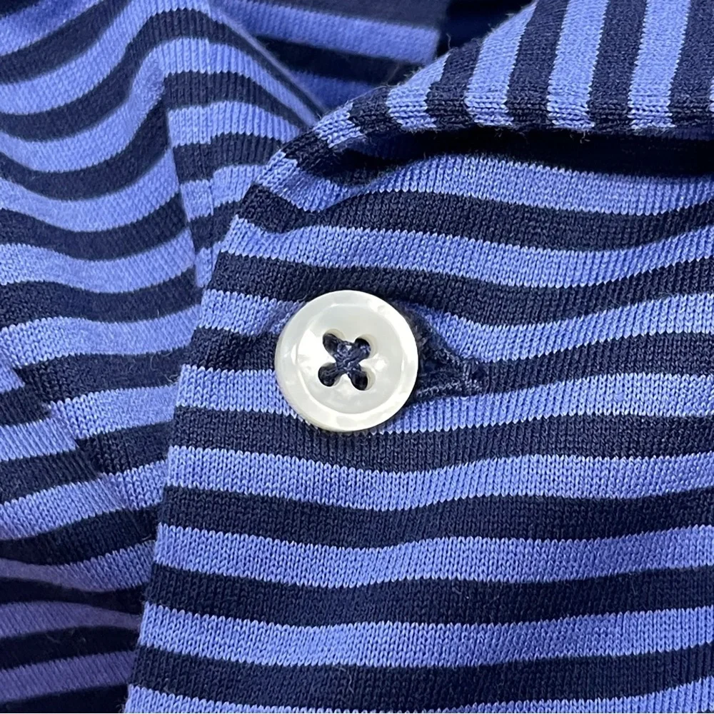 Polo Ralph Lauren 100% Pima Cotton Striped Polo Vintage Size Large Preppy Blue.